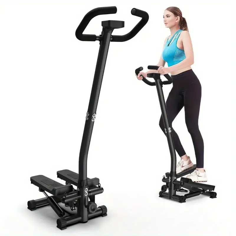 Stairs with Handlebar Treadmills-Mini Treadmill Treadmills for Exercise, with a Load Capacity of 300 Lbs, Hydraulic Fitness Stepper Treadmills with LCD Display (Black)