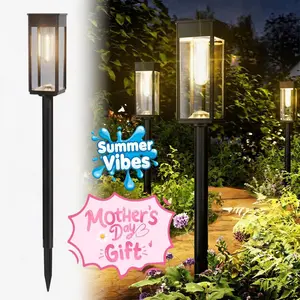 Summervibes mothersdaygift Elegant Solar Pathway Lights Modern Luxury | Easy Installation, Auto On/Off & IP65 Waterproof | For Garden, Yard & Driveway, Solar Outdoor Lights, Solar Floor Lamps Outdoor Lights, Decorative, Rechargeable Outdoor Backyard Light