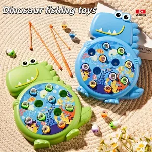 Fun Dinosaur Fishing Toy Parent Child Interaction - Includes Fishing Rod, Suction Hook, and Small Fish - Green/Blue，Birthday Gift