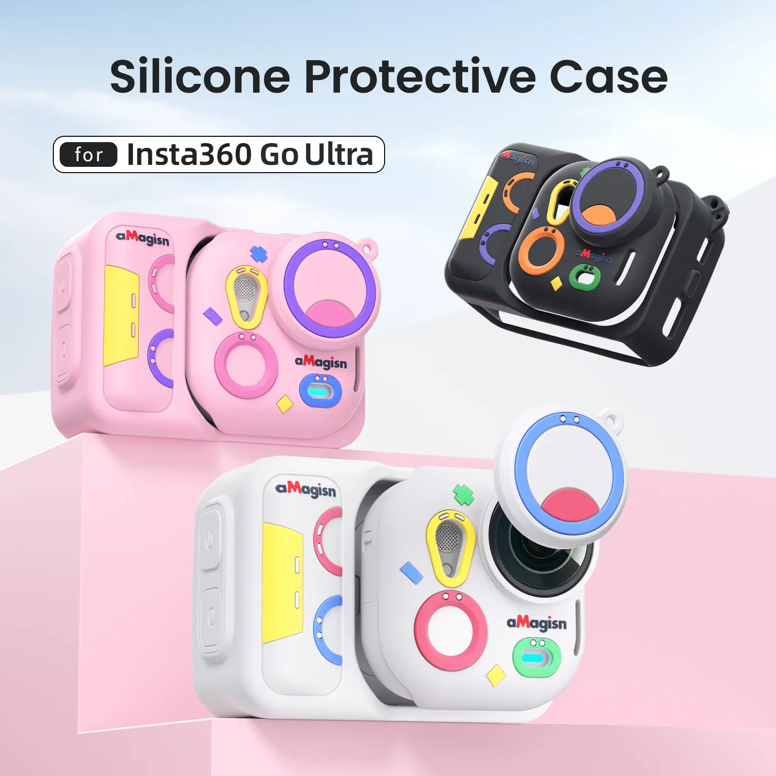 Silicone Protective Case Cover Camera Protector for Insta360 Go Ultra, Camera Accessories, Perfect for Holiday Travel, Weddings, Parties, Campus Photography Protection
