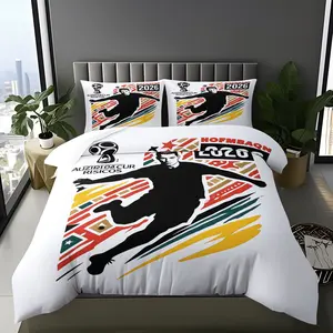 2026 World Cup Inspired Bedding Set, Dynamic Soccer Player Duvet Cover Set, Great Gift for Teen Soccer Lovers, 1 Duvet Cover + 1/2 Pillowcases