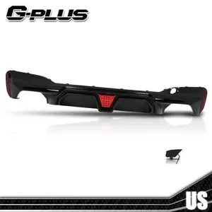 CS Style Rear Bumper Diffuser W/Red LED Light Fit For BMW G30 M Sport M5 2017-23