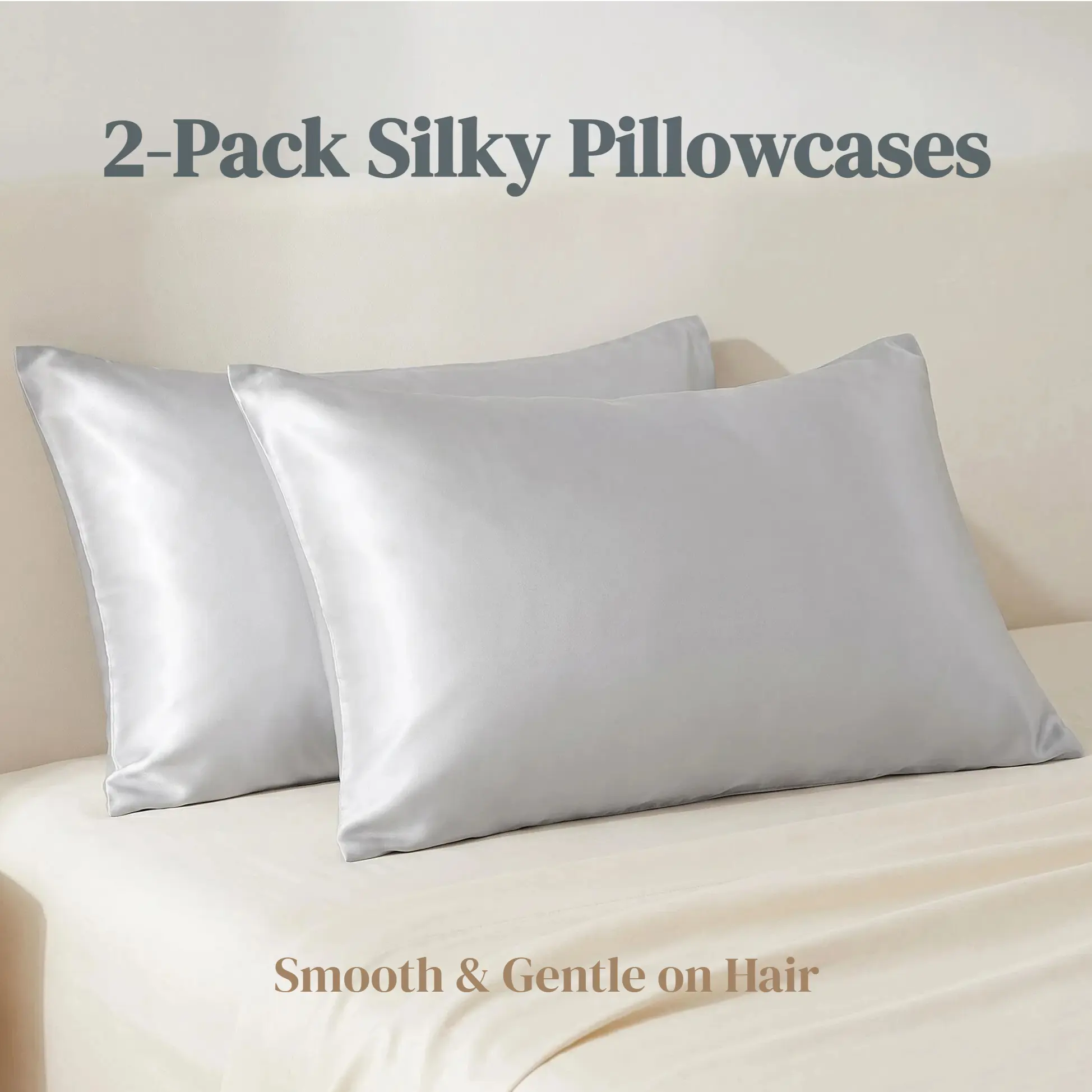 Bedsum Silky Satin Pillowcases for Hair and Skin,  2 Piece Ultra Soft and Cooling Pillow Cases