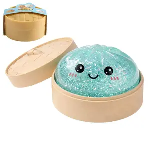 NeeDoh Giant Sparkle Dumpling Squishy Toy with Steamer Box, Soft Sensory Fidget for Stress Relief & Anxiety, Focus-Boosting Toy for Kids & Adults, Adorable Desk Decor and Calming Gift