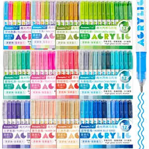 High Gloss Acrylic Markers,1mm  Bullet Nib Acrylic Paint Pens,Bright Colors,Big Capacity ink,Wide Range of Uses,For Rock Painting, Canvas, Wood, Glass, Ceramic, Fabric, Plastic, Egg, Art Painting Supplies Kit