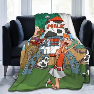 Phineas and Ferb themed printed flannel blanket, soft and warm, perfect for all seasons, perfect for the sofa, office and travel - ideal gift choice