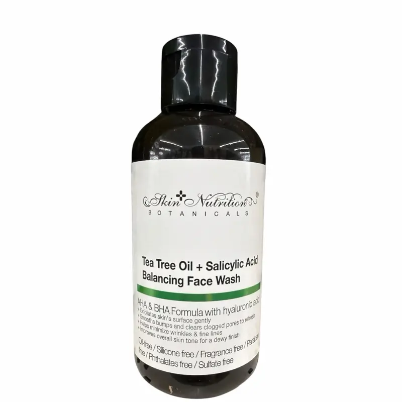 Skin nutrition, botanicals, Teatree oil and solicit acid balancing face wash 118ml oil free, silicone free, fragrance free, paraban free,phthalates free, sulfate free