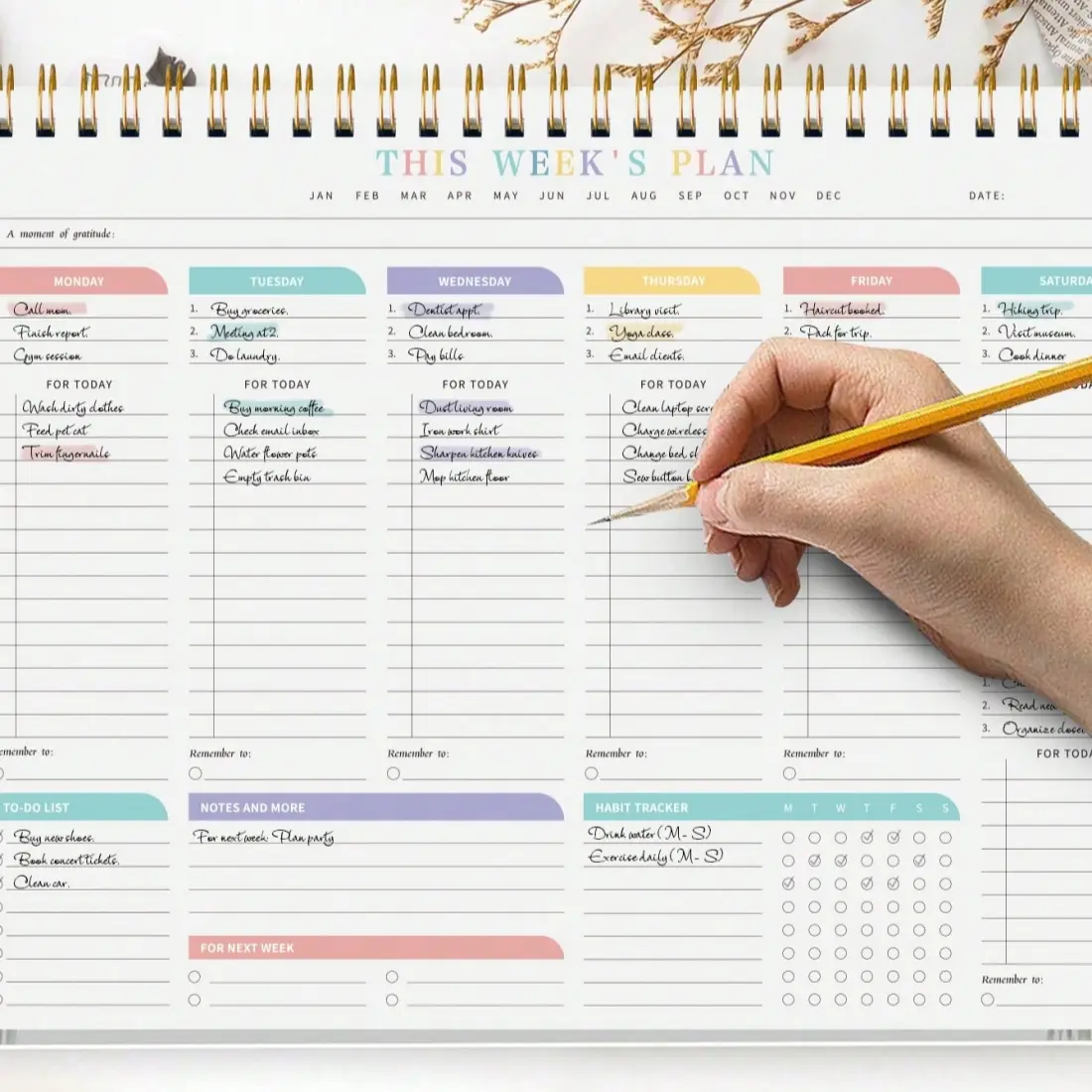 1-pc Aesthetic A4 Weekly Pad, Undated Horizontal Layout with To-Do Lists, Daily Schedules, Notes and Habit Tracker, Perfect for Study Planning, Work Productivity, Office and School Supplies, Academic Weekly Notebook Planner Notepad