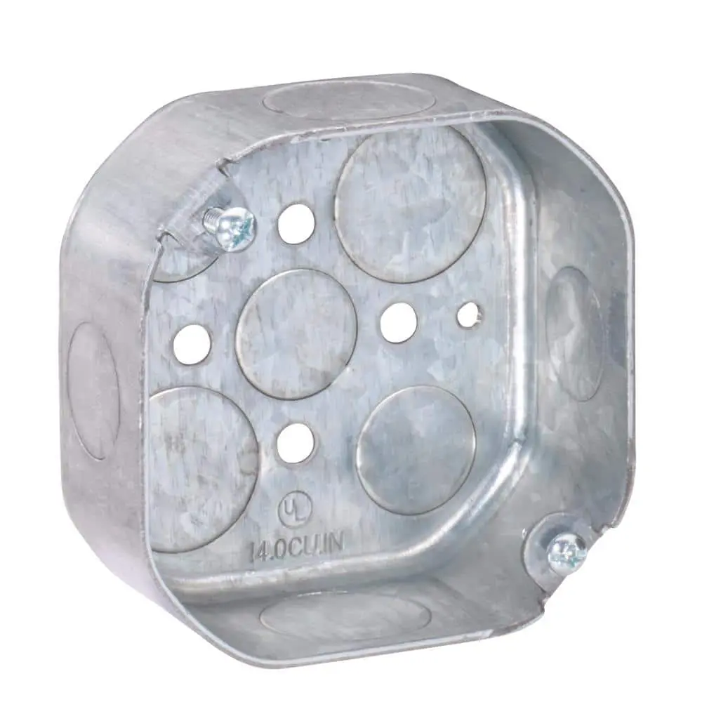 212 MAIN Compact Metal Octagon Junction Box - 14 Cubic Inch Capacity, 0.59 lbs, Wall Mount, Includes Cover Mounting Screws, for Sailing Water Sports Enthusiasts, Ceiling Fan Installations, Combo-Head Fixtures, Convenience Outlets, Lighting Fixtures