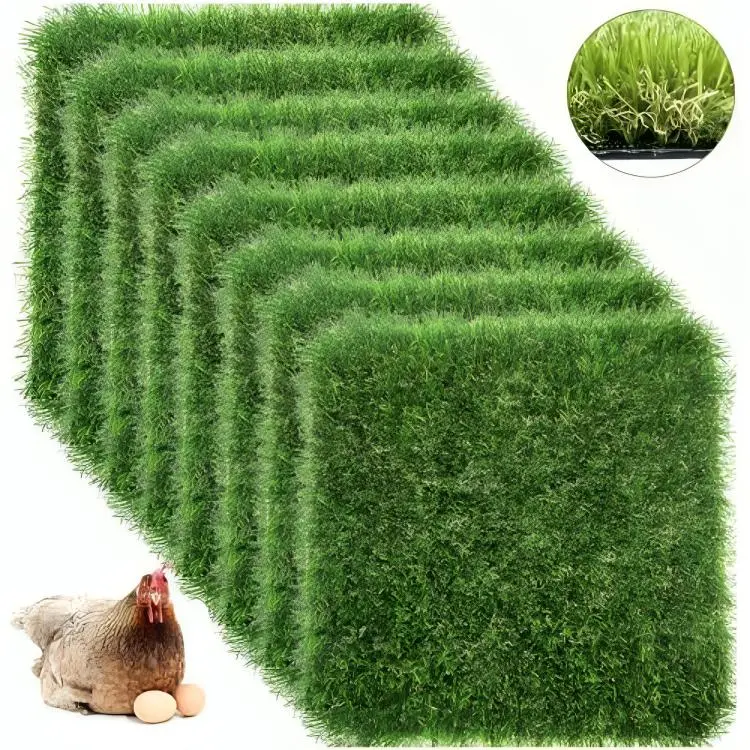 8 Pcs Washable Chicken Nesting Box Pads – 12x12 Artificial Grass Liners for Hens, Reusable Nesting Box Bedding for Coop, Indoor/Outdoor Use