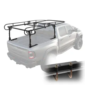 VEVOR Truck Ladder Rack, 1000 LBS/ 454 KG Strong Capacity Truck Racks, Non-Drilling/ Drilling Installation for Long or Heavy Cargo, 43.3-63 inch Adjustable Width for Kayak, Ladder, Surfboard, Lumber