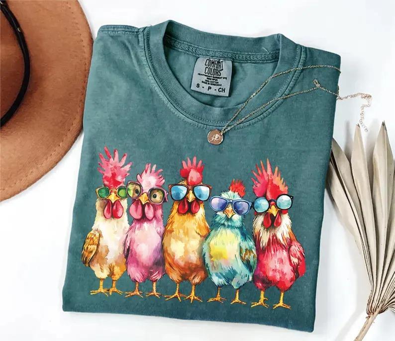 Comfort Colors Women Chicken Tee, Funny Farmer Tee, Love Chickens, Chicken Lover Tee