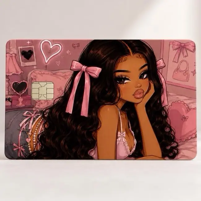 Pink Coquette Credit Card Stickers - 3.37x2.125 in Premium Waterproof, Scratch-Resistant Adhesive Vinyl Card Sticker Covers for DIY Scrapbooking & Stamping, Card Sticker Cover