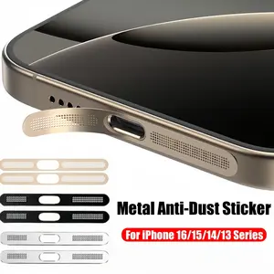 3PCS Metal Dustproof Stickers for iPhone 16 Pro Max/16 Pro/16 Plus/16/15 Pro Max/14/13 Pro, Speaker & Earphone Hole Protection,Anti-Scratch Screen Protector,for iPhone 15Plus 16Pro Max Sticker