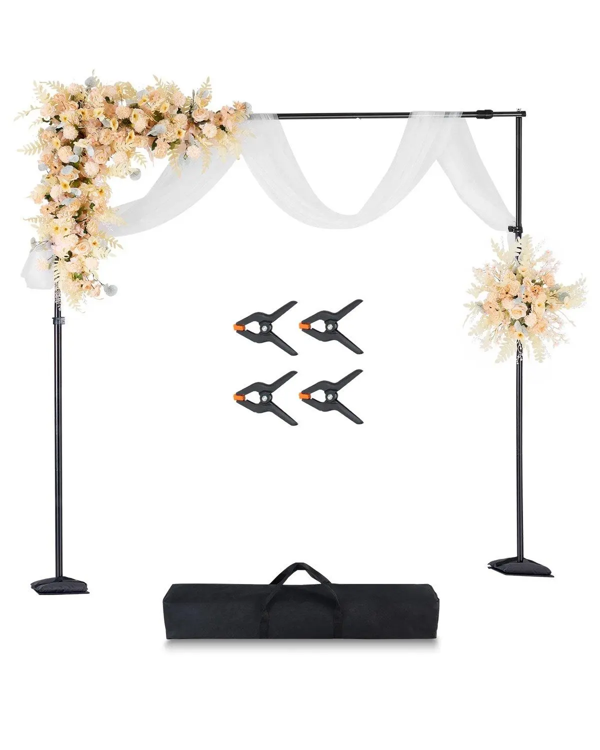 summerfinds Adjustable Carbon Steel Backdrop Stand Kit (8.5x10 ft) with Holder, Clips, Sandbags, Portable Extendable Camera Photography Accessory for Photo Studio, Parties