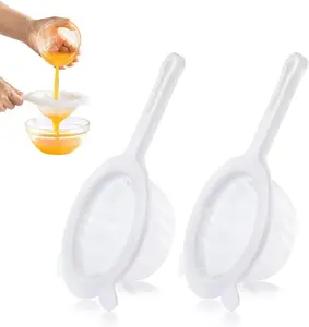 2PCS Plastic Fine Mesh Strainer, Nylon Ultra Strainer for Juice,Yogurt, Coffee, Honey, Milk, Nut Milk with Handle (120+200Mesh)