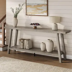 70.9" Farmhouse Console Table, 2-Tier Extra Long Entryway Sofa Table for Hallway, Living Room & Foyer