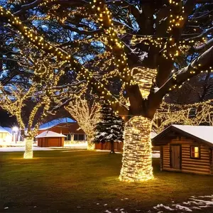 Solar LED String Lights, LED Lighted, 8 Lighting Modes, 12m 100 Bulbs, Outdoor Garden Decor, Holiday Party Wedding Christmas Tree Decoration