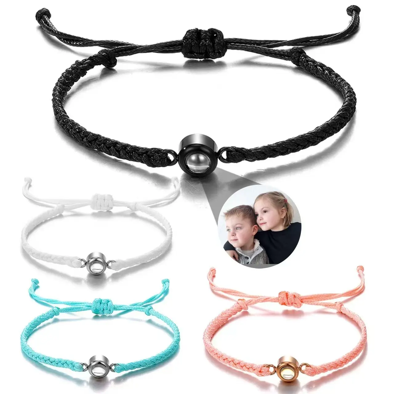 Exquisite Custom Photo Jewelry, High Quality Handmade Woven Keepsake with Coloured Synthetic Gemstones, Exquisite Bracelet, High Quality Bracelet