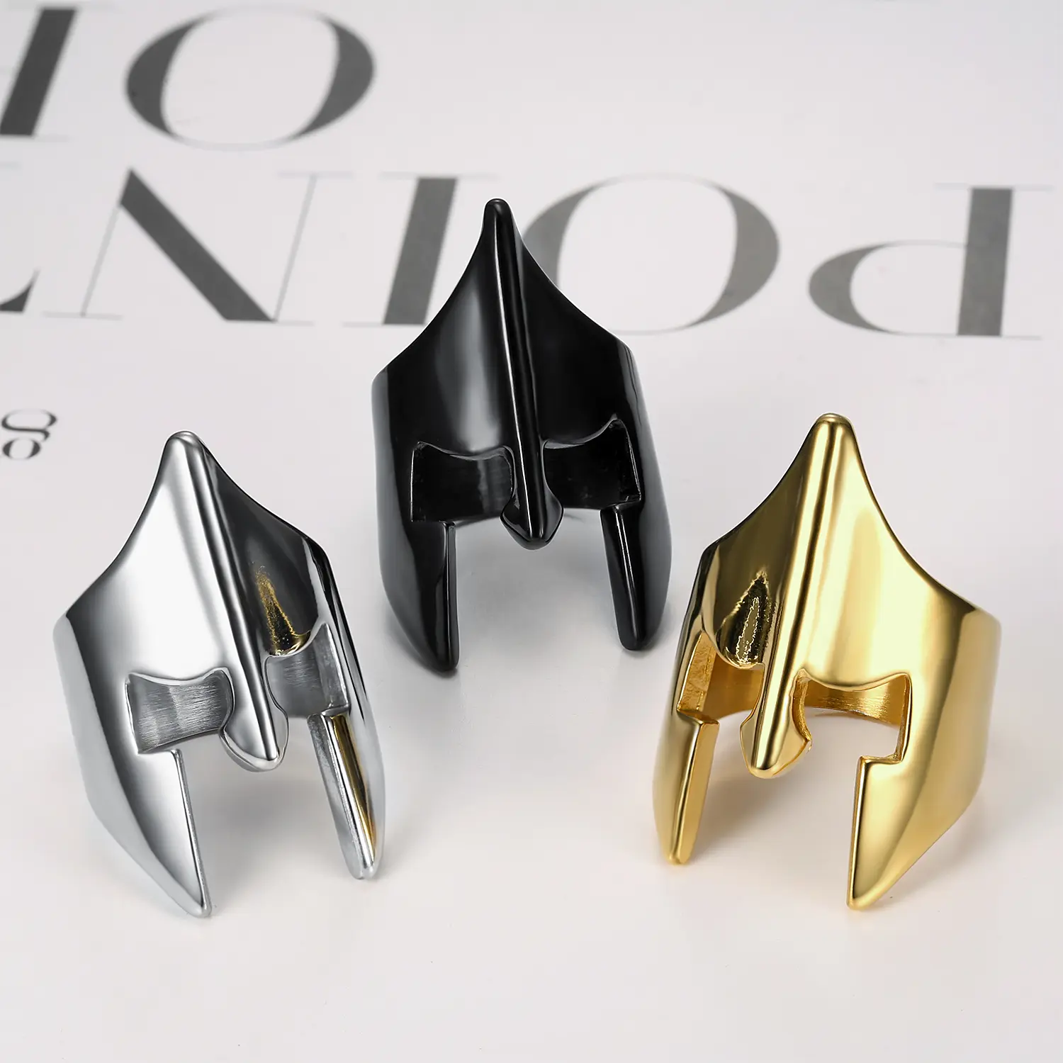 Men's Vintage Marquise Cut Ring - High-End Stainless Steel Adjustable Medieval Armor Ring, Ethnic Fashion Jewelry for Graduation, Adjustable Rings