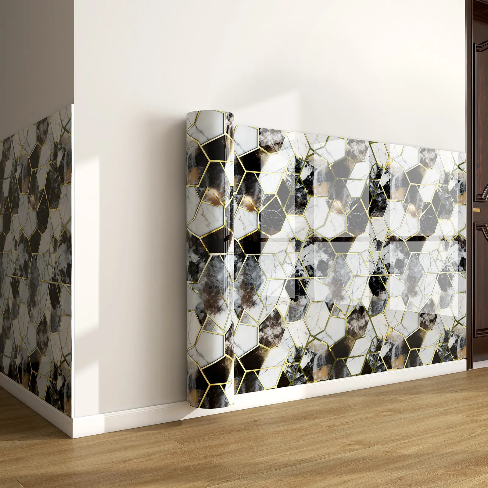 Self-Adhesive Marble Wall Stickers, Peel-and-Stick Accent Wall Decor, Strong & Removable Adhesive Murals, Waterproof, Moisture-Resistant, Moldproof, Thickened for Living Room TV Background Decoration, Home Supplies with Durability, Strong Adhesive Wall St