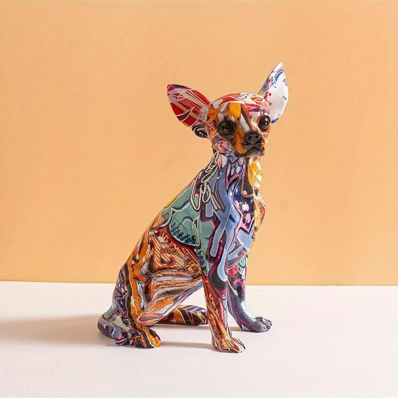 Creative Color Chihuahua-a Dog Resin Statue, Simple Home Decor for Living Room & Office, Store Ornament Craft