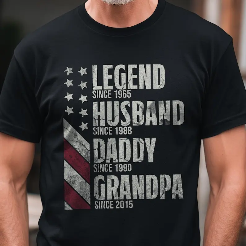 Personalized Legend Husband Dad Grandpa T-Shirt  Personalized Family Gift
