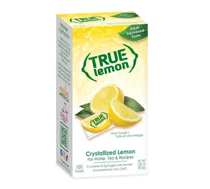 True Lemon 100ct (Pack of 1) - Water Enhancer - Bulk Dispenser - 0 Calorie Drink Mix Packets For Water - Sugar Free Lemon Flavoring Powder Packets