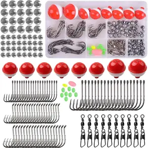 160pcs Complete Fishing Tackle Kit - Basic Bobbers & Hooks Assortment with Terminal Tackle Box, Including Octopus Circle Baitholder Hooks Sinker Weights for Trout Catfish Panfish