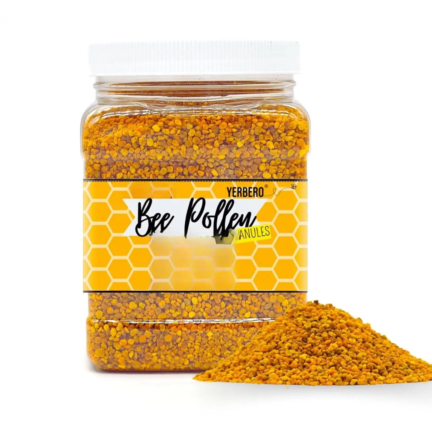 Yerbero Premium Bee Pollen Granules, 1 Lb (16oz) - 100% Natural Raw, Chol-Free, Veggie-Safe, Sweet Rich Flavor, From Blossoms to Your Jar, Easy Access Jar or Pouch, Room Temp Storage Compatible