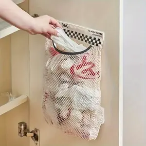 Kitchen Garbage Bag Storage Bag, Wall Mounted Large Capacity Storage Bag, Plastic Bag Storage Mesh Bag, Home Organizer for Kitchen, Organizing Tools