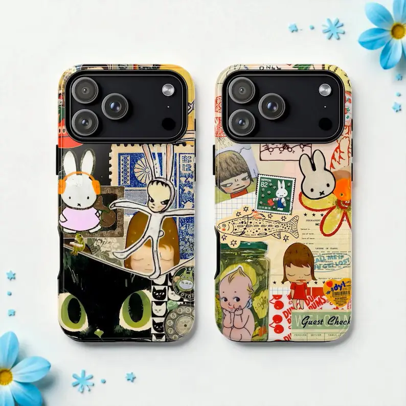 Japanese-style manga collage sturdy phone case, worn-out anime cover, compatible with iPhone 17/16/15/14/13/12/11/X/XS/XSMAX/XR/7P/8P, suitable as a holiday gift for friends, family, or yourself, Accessories, Smartphone,summerwins