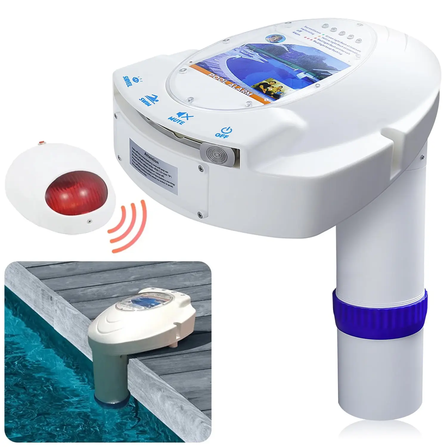 Pool Alarm for Inground & Above Ground Pools, Wireless Connection, Water Motion Sensor Swimming Pool Immersion Safety Alarms Monitor System with Remote Receiver for Children Pets