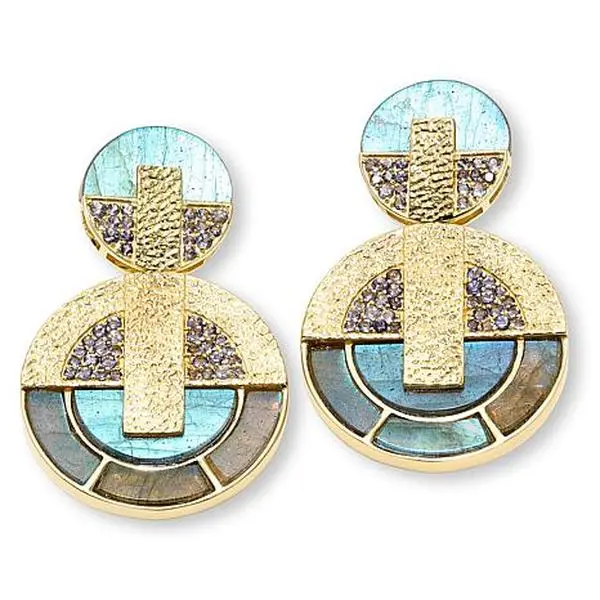 Rarities Fine Jewelry Rarities Gold-Plated Labradorite and Iolite Doorknocker Earrings