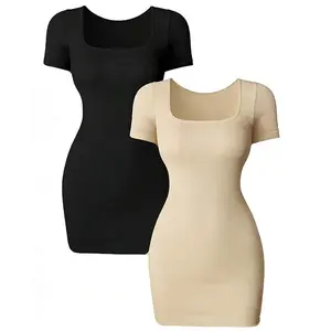 A PLUS MAXCasual Summer Dresses for Women 2026 Fitted Dress for Women Mini T-Shirt Dress for Women 2026 Bodycon Short Sleeve