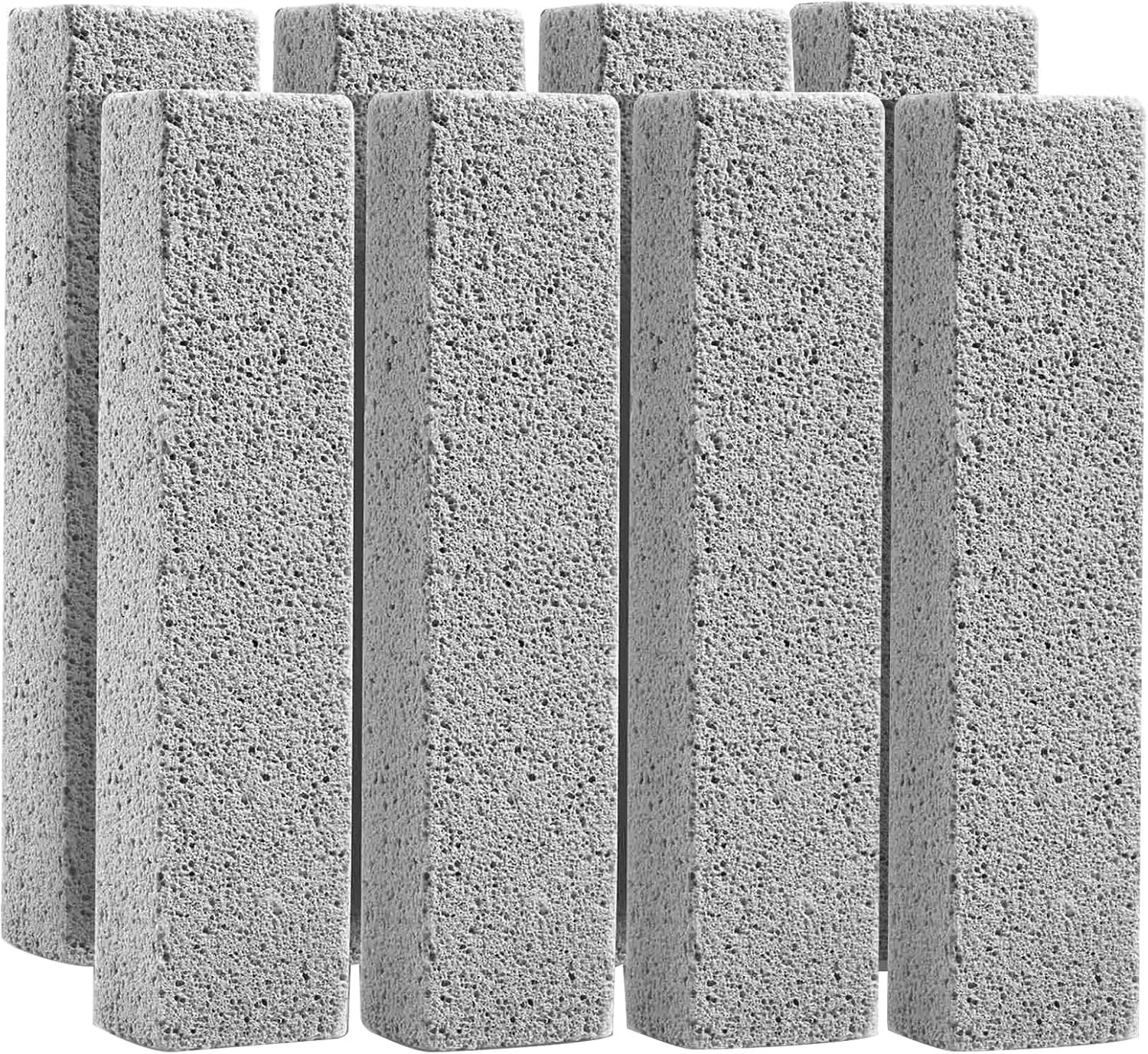 8-Pack Gray Pumice Cleaning Stones - Toilet Bowl Scouring Sticks for Hard Water Rings, Calcium Buildup, Rust Removal - Suitable for Toilets, Kitchen Sinks, Grills
