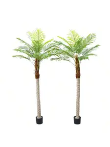 Gaomon 2pcs 6.9ft Plastic Artificial Tropical Coconut Palm Trees, 15pcs Adjustable Leaves, Waterproof Decorative Potted Plants for Indoor & Outdoor Patio & Poolside Decor, Ideal Gift