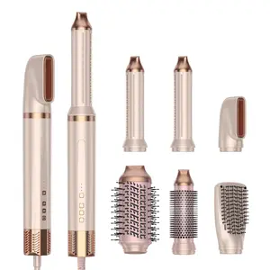 6-In-1 Rose Gold, 110K RPM High-Speed Brushless Motor Multi-Functional Hot Air Brush Set, 200 Million Negative Ions Anti-Frizz, Curler & Straightener 2-In-1, Thermal Brush Straightener, High Power Fast Heating, For All Hair Types