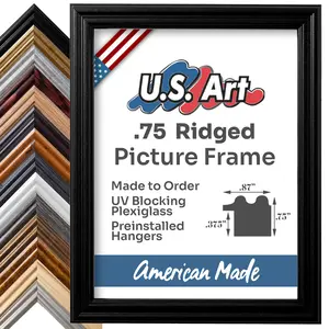 .75" Wide Picture Frame Solid Wood Frames with UV Blocking Plexiglass and Preinstalled Hangers for Wall Decor 100% American Made (Black, White, Bronze, Oak, Antique Gold, Antique Silver)