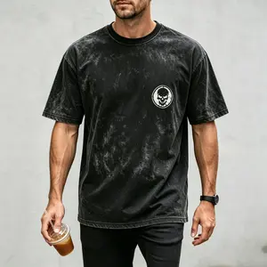 Men’s crew neck casual washed T-shirt, pure cotton with trendy skeleton print; machine washable, comfortable for all seasons. 100% pure cotton, lightweight and breathable—an ideal gift choice.Fathersdaygift