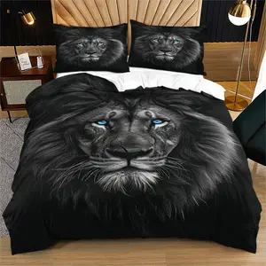 Lion Pattern Duvet Cover Set, Soft And Durable Bedding Set, Including 1 Duvet Cover And 1 Or 2 Pillowcases, Without a Core Or Pillow, Suitable For Children And Adults Daily Holiday Birthday Gifts, Bedroom Decorations