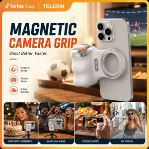 TELESIN Upgraded Magnetic Grip with USB-C Rechargeable Remote, 3KG Strong Magnet Camera Handle for Outdoor Sports Soccer Season, Vlogging, Steady Shots for iPhone, Android,Samsung,