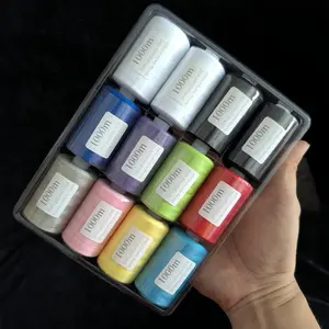 12PCS/Pack 40S2 Polyester Sewing Thread, 1000m/Roll, Dyed Thread Core Multicolor Black White, Ideal for Domestic Sewing Machines & DIY HandyCrafts, Sewn Embroidery, Hand Stitched Sewing Clothes Repairing, Length and quantity