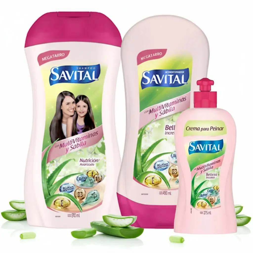 Savital Shampoo Multivitaminas 510mL, Acondicionador Multivitaminas 490mL, Crema para peinar Multivitaminas 275mL (3 Pack)