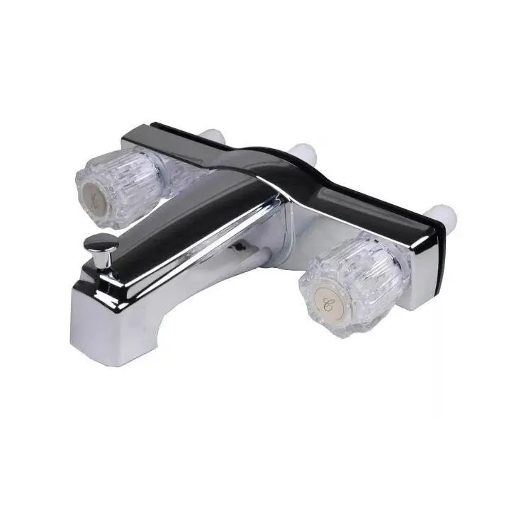 Ultra Mobile Home 8" Tub & Shower Faucet Chrome With Clear Handles (Plastic Underbody)