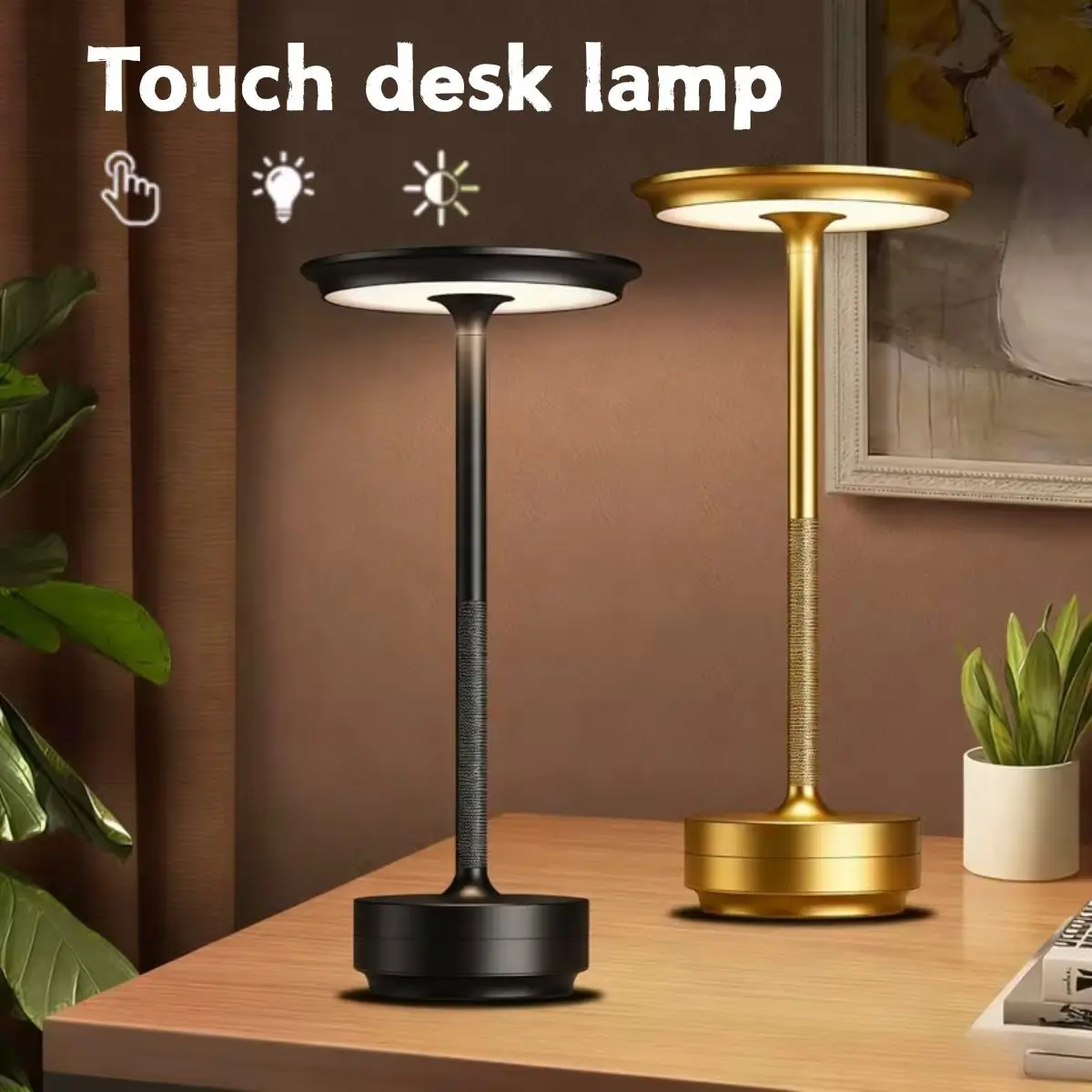 Modern Luxury LED Table Lamp, Decorative Light, Touch Control 3 Color Temperatures, Dimmable USB Rechargeable, Suitable for Bedroom Bar Restaurant, Modern Nightstand Lamps