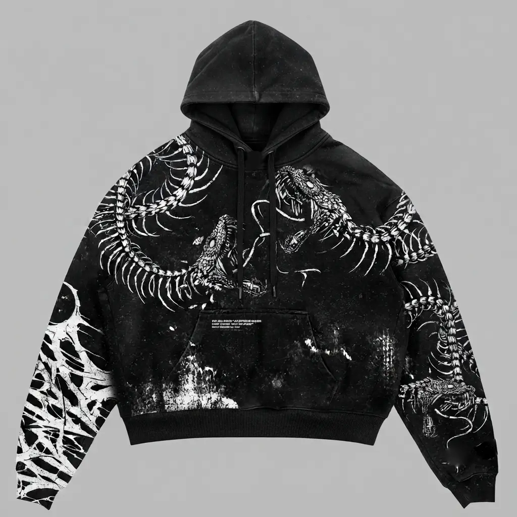 Black Spine Dark Art Gothic Unisex Y2K Graphic All Over Print Style Zip up Hoodie - Hoodie 3D PRINT Unisex Casual Size S-5XL
