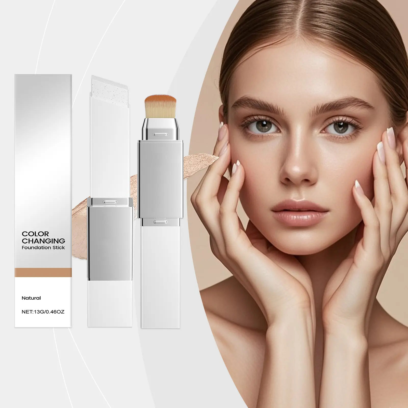 2-in-1 Color-Changing Compact Bronzer Stick - Customizable 13ml Cosmetic Foundation, Instant Bronzer Highlighters & Luminizers for All Skin Tones Face Makeup