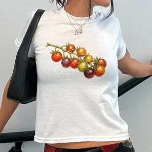 Vintage Tomato Baby Tee, Y2K Summer Veggie Graphic Top, Retro Garden Aesthetic Shirt, Cute Summer Vegetable Garden Nature Shirt, Summer Top
