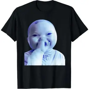 Funny AI Baby Holding Laugh Meme Trend T-Shirt